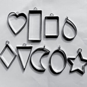 Open Bezel (Silver Color)-9 Piece For DIY Pendant Base,Locket, Chain Earring Resin Work