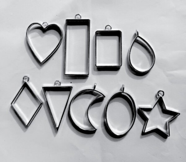 Open Bezel (Silver Color)-9 Piece For DIY Pendant Base,Locket, Chain Earring Resin Work