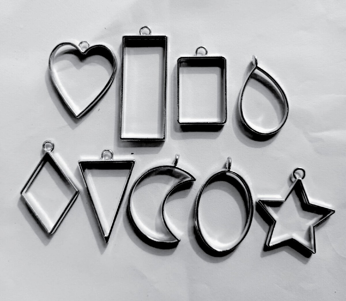 Open Bezel (Silver Color)-9 Piece For DIY Pendant Base,Locket, Chain Earring Resin Work